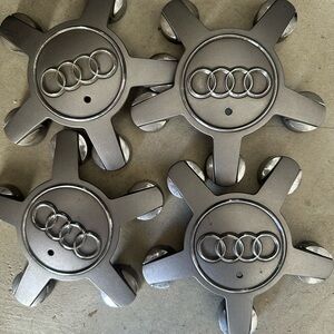 Audi OEM Silver Wheel Center Caps Set of 4 4F0 601 165 N Star A4 S4 A5 A6 A8